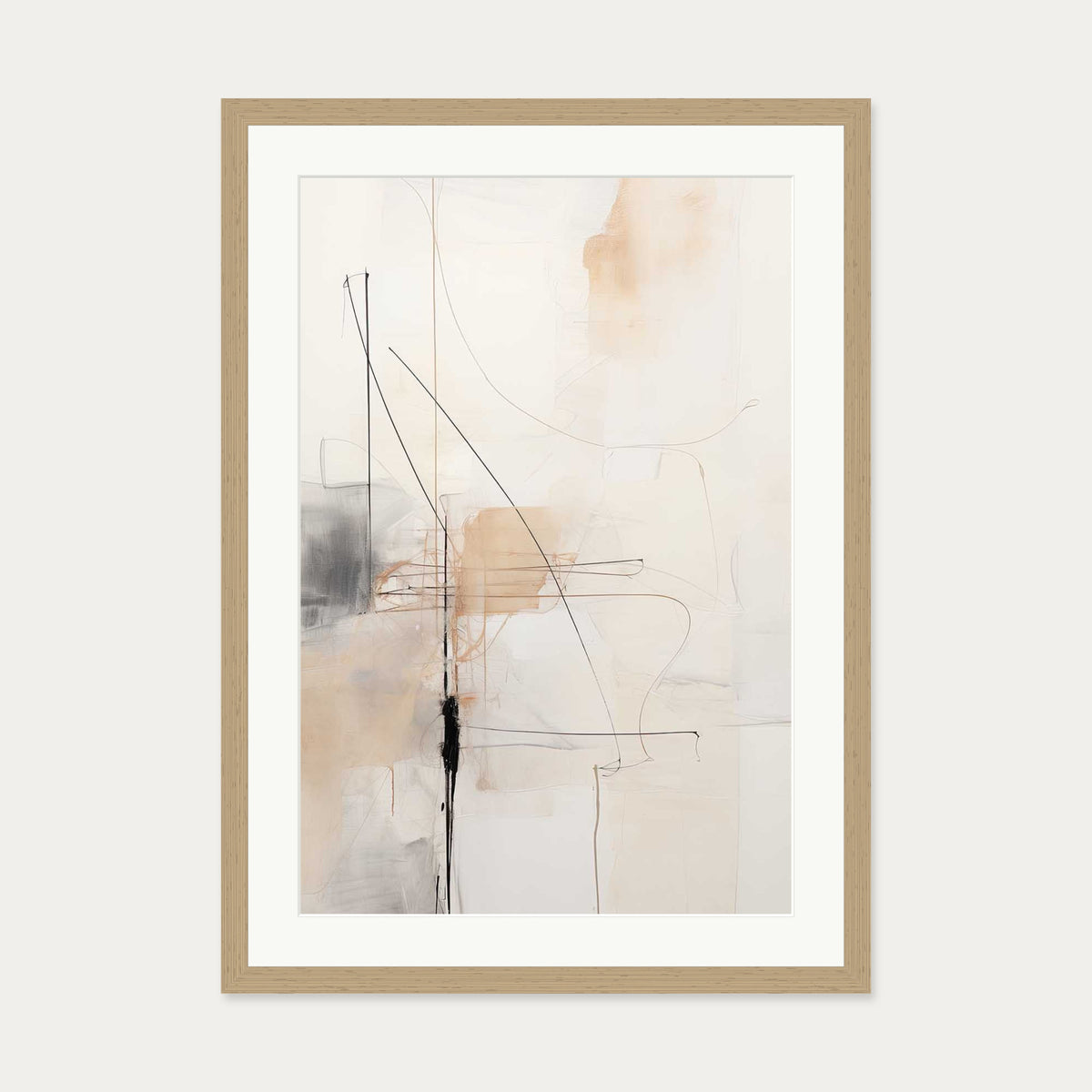 Abstract Songbird III Art Print — 50 x 70 cm — Oak Frame