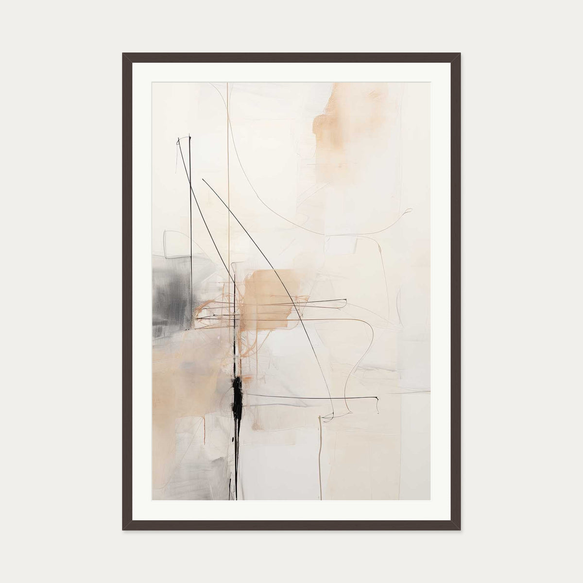 Abstract Songbird III Art Print — 70 x 100 cm — Brown Frame