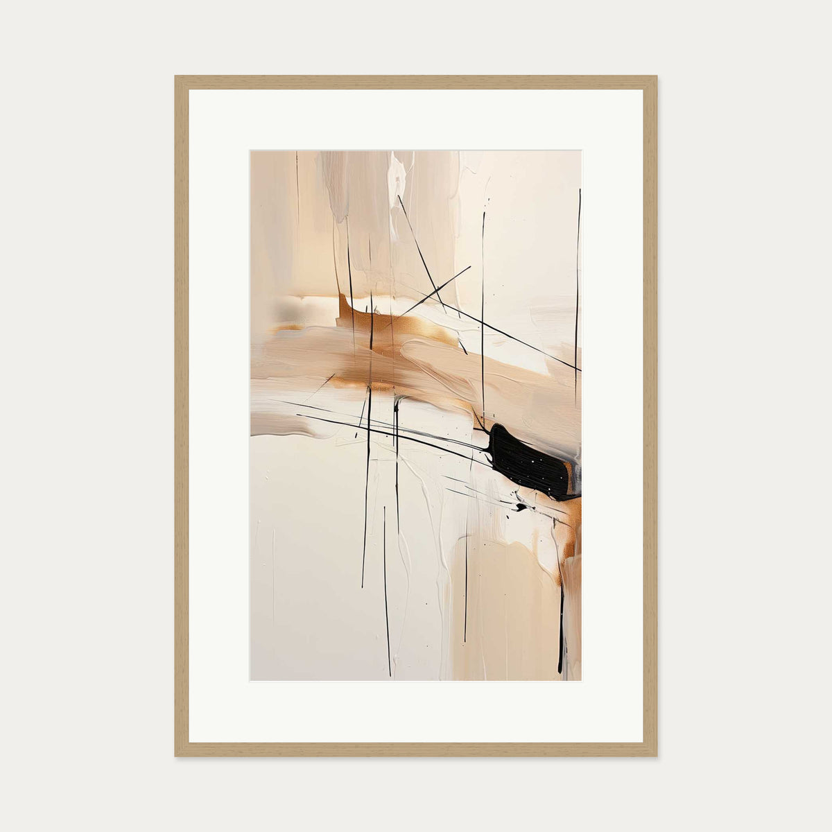 Abstract Songbird IV Art Print — 70 x 100 cm — Oak Frame