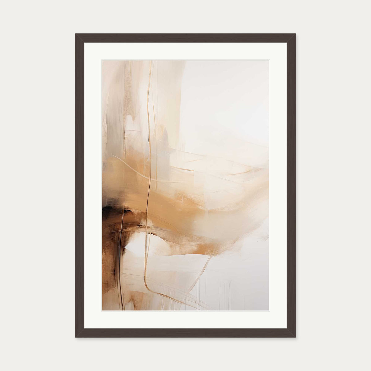 Abstract Songbird VI Art Print — 50 x 70 cm — Brown Frame