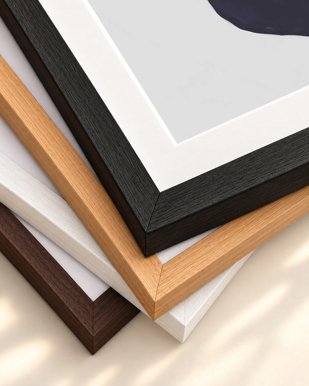 Abstract Stone Shapes Art Print — framed print corner with 5 cm mount and bevel