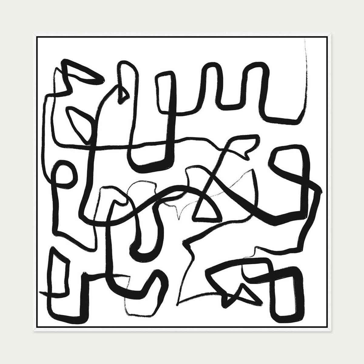 Abstract Study X Canvas Art — 100 x 100 cm — White Frame