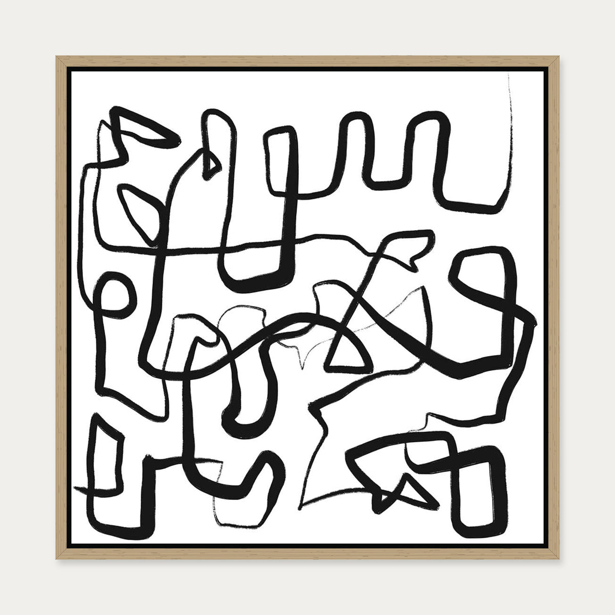 Abstract Study X Canvas Art — 50 x 50 cm — Oak Frame
