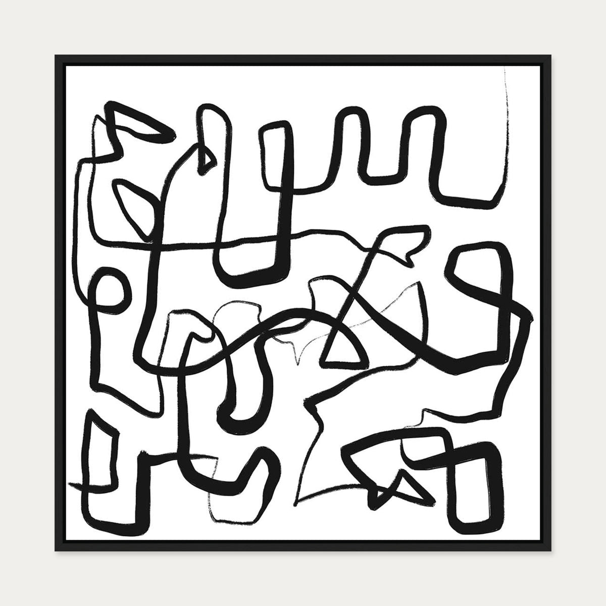 Abstract Study X Canvas Art — 70 x 70 cm — Black Frame