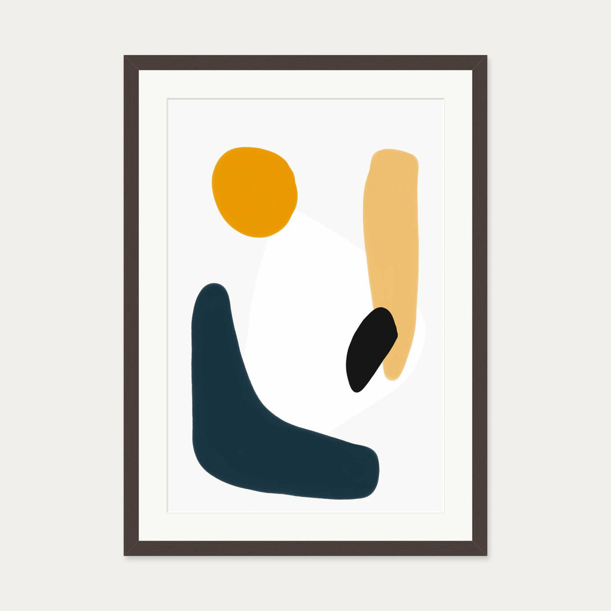 Abstract Summer Sun Art Print — 50 x 70 cm — Brown Frame