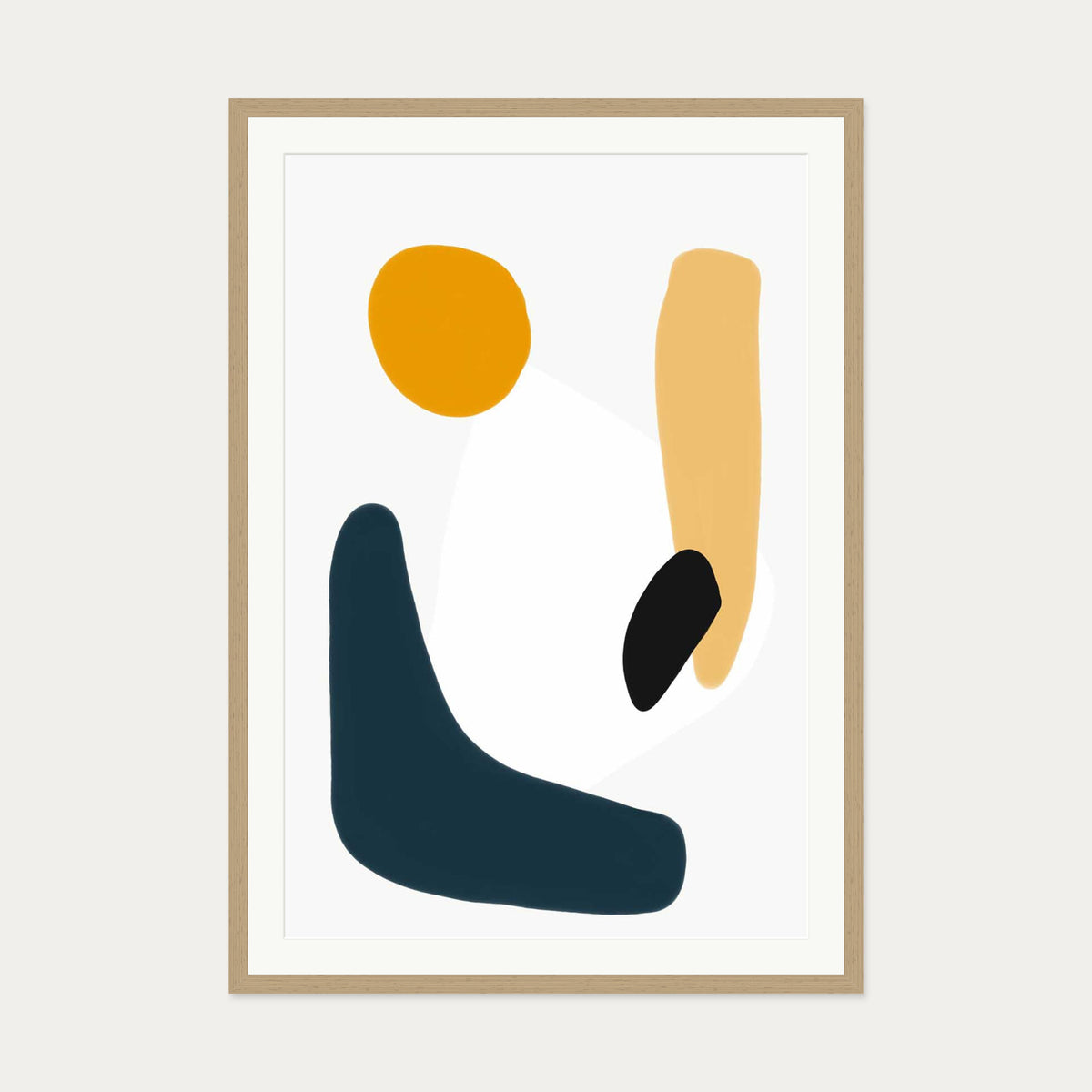 Abstract Summer Sun Art Print — 70 x 100 cm — Oak Frame