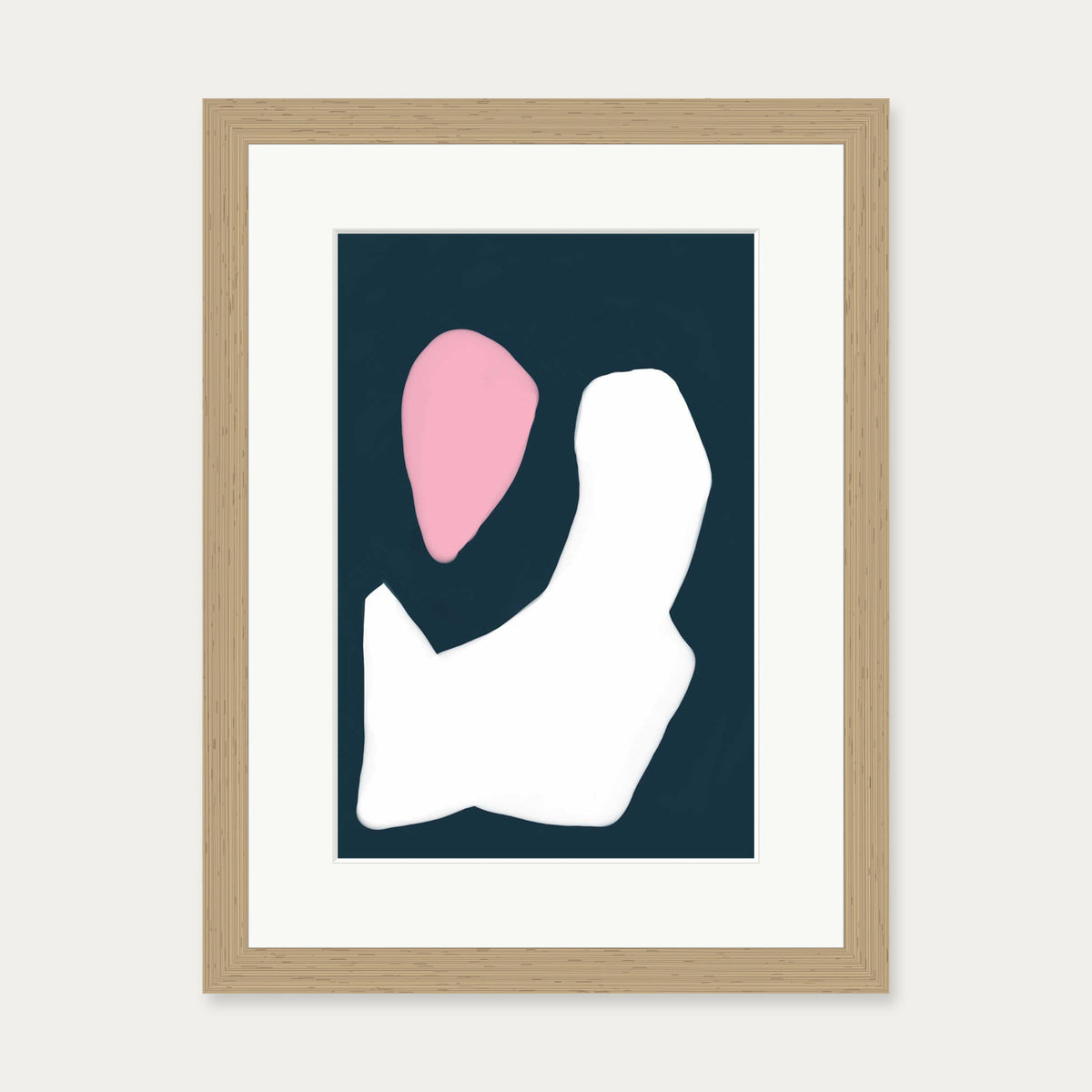 Abstract Sun On Waves Art Print — 30 x 40 cm — Oak Frame