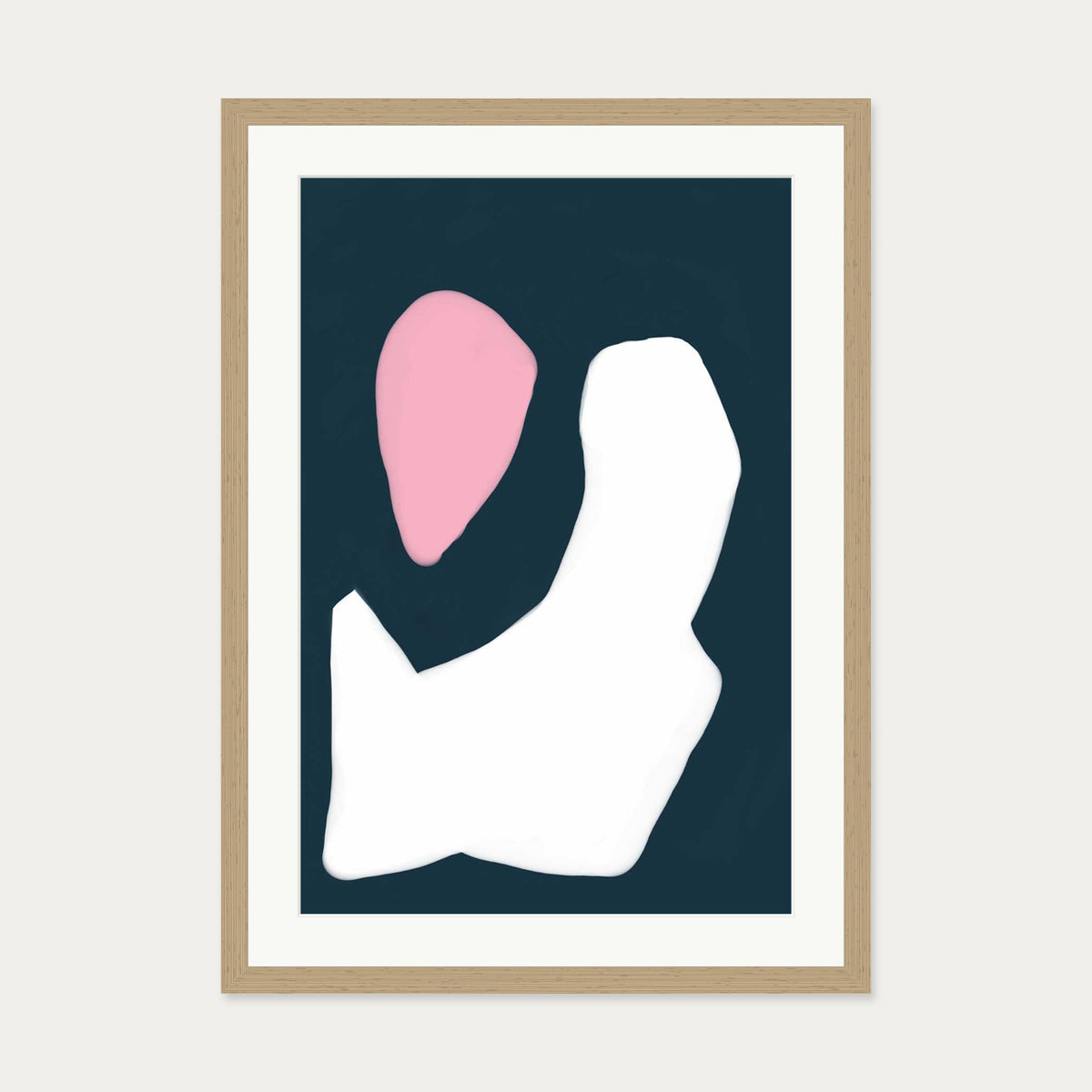 Abstract Sun On Waves Art Print — 50 x 70 cm — Oak Frame