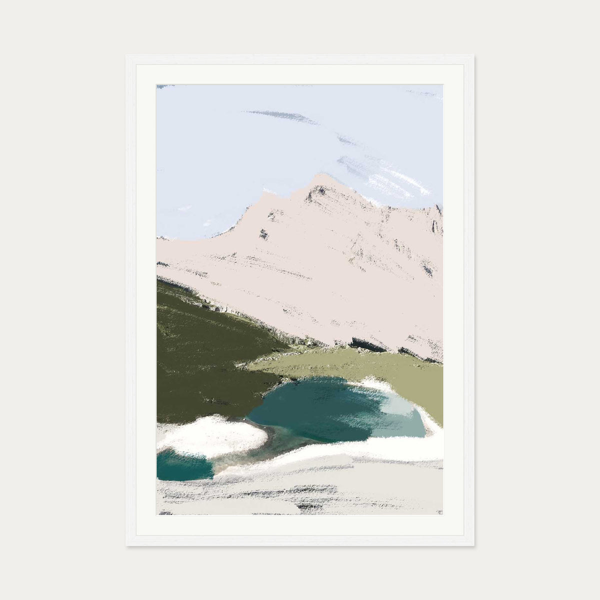Abstract Valley Art Print — 70 x 100 cm — White Frame