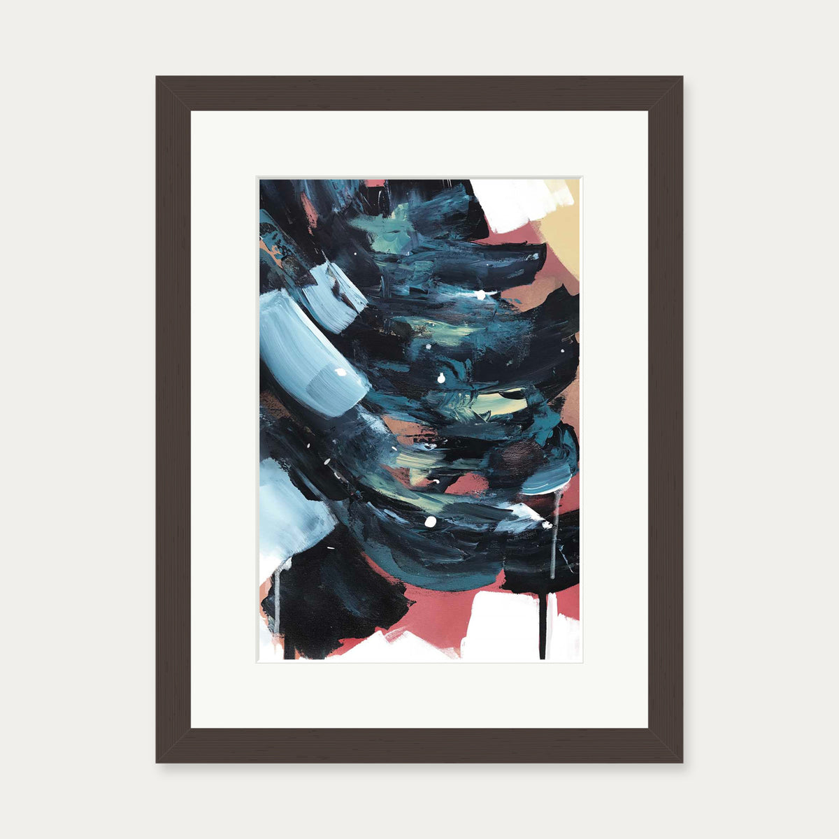 Abstract Valley II Art Print — 30 x 40 cm — Brown Frame
