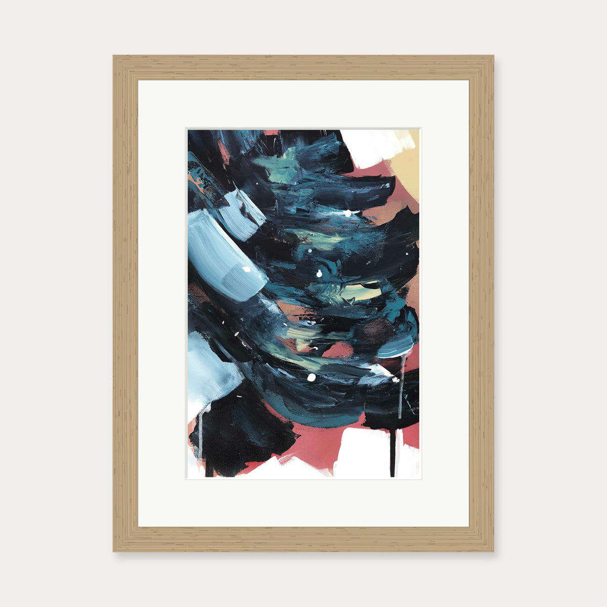 Abstract Valley II Art Print — 30 x 40 cm — Oak Frame