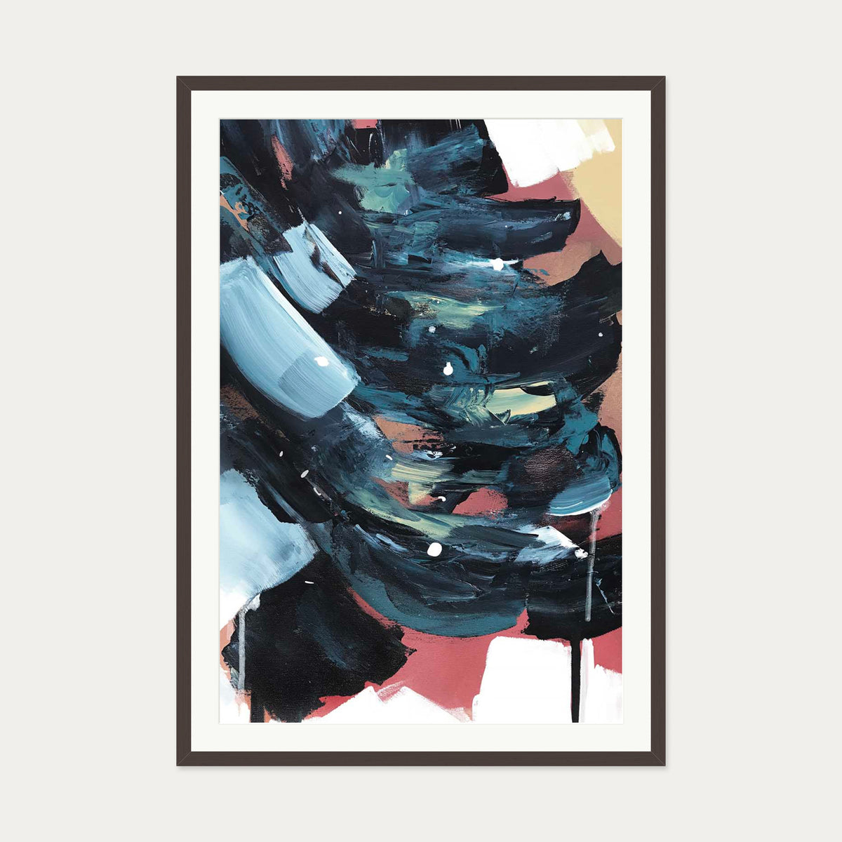 Abstract Valley II Art Print — 70 x 100 cm — Brown Frame