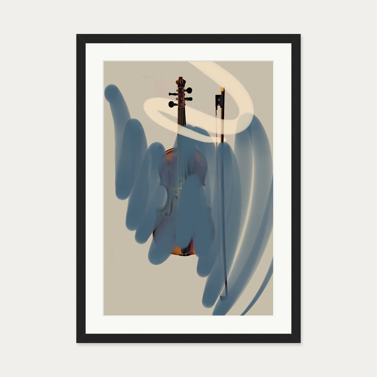 Abstract Violin Art Print — 50 x 70 cm — Black Frame