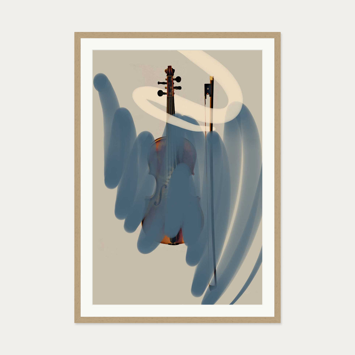 Abstract Violin Art Print — 70 x 100 cm — Oak Frame