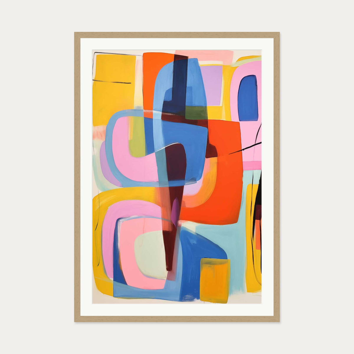 Abstract Wonder Art Print — 70 x 100 cm — Oak Frame