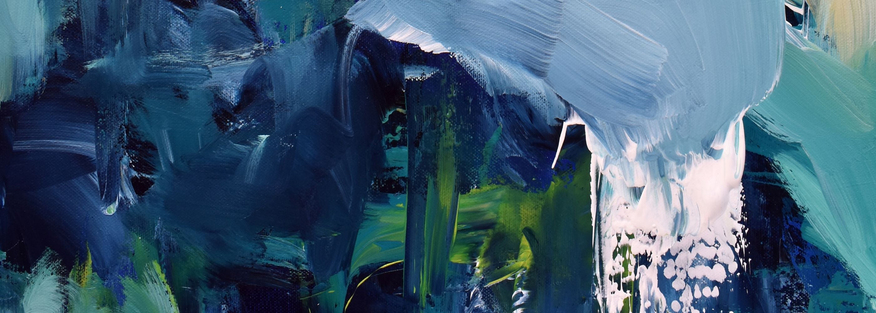 original blue wall art print showing texture and brushstrokes