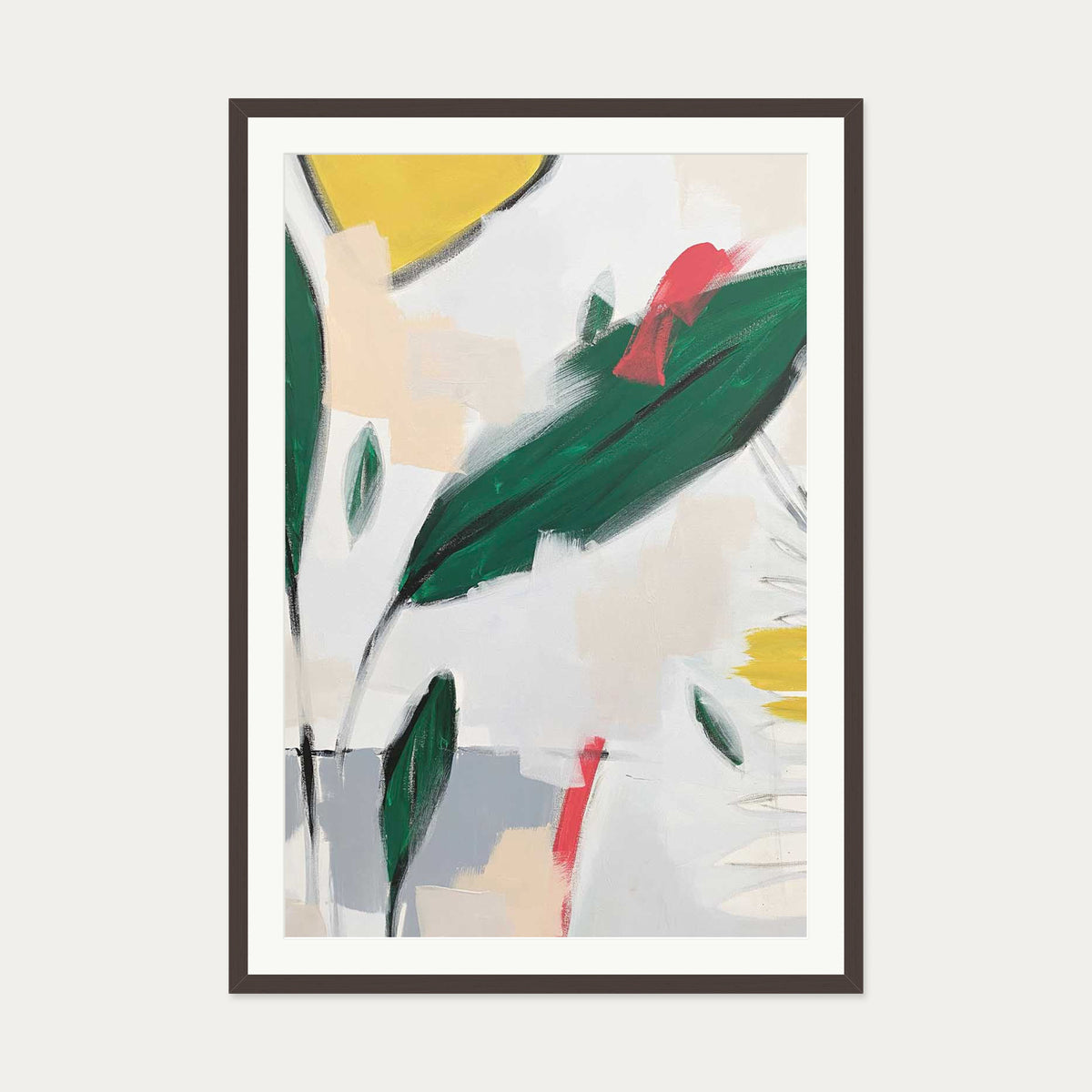 Abstraction 108 Art Print — 70 x 100 cm — Brown Frame