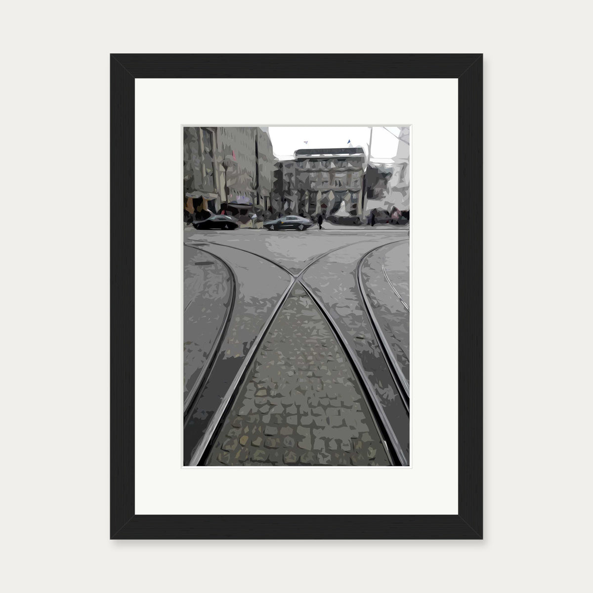 Amsterdam Tram Art Print — 30 x 40 cm — Black Frame