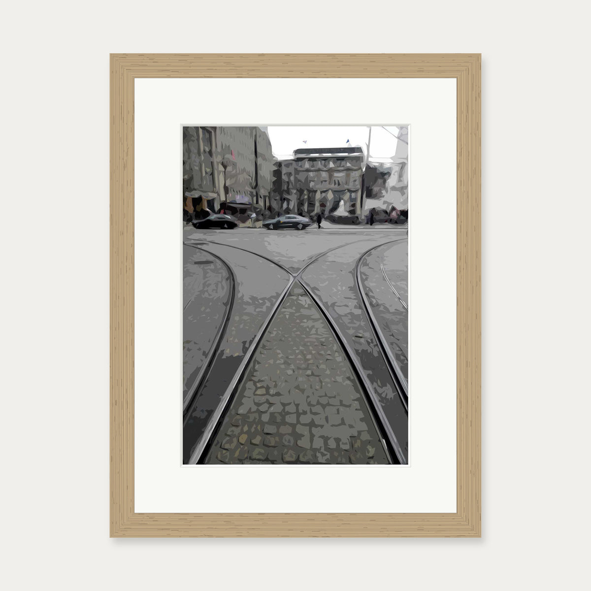 Amsterdam Tram Art Print — 30 x 40 cm — Oak Frame