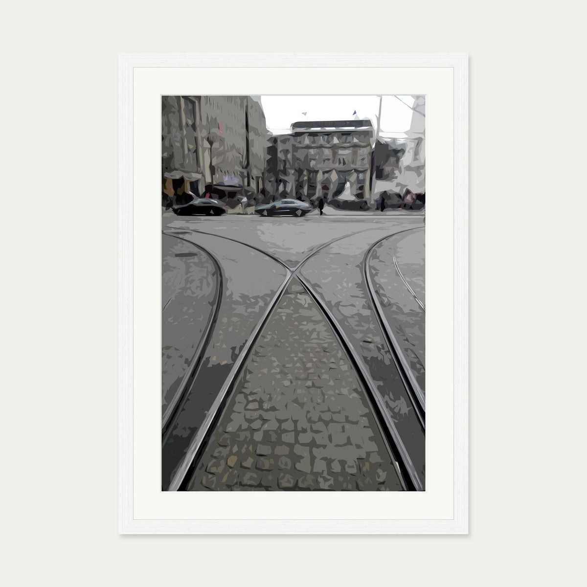 Amsterdam Tram Art Print — 50 x 70 cm — White Frame