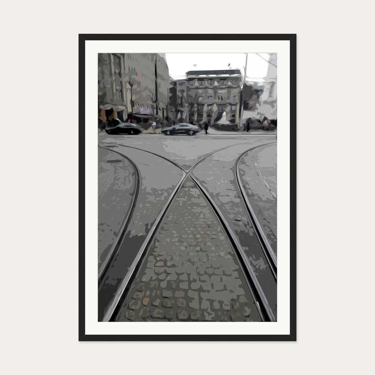 Amsterdam Tram Art Print — 70 x 100 cm — Black Frame