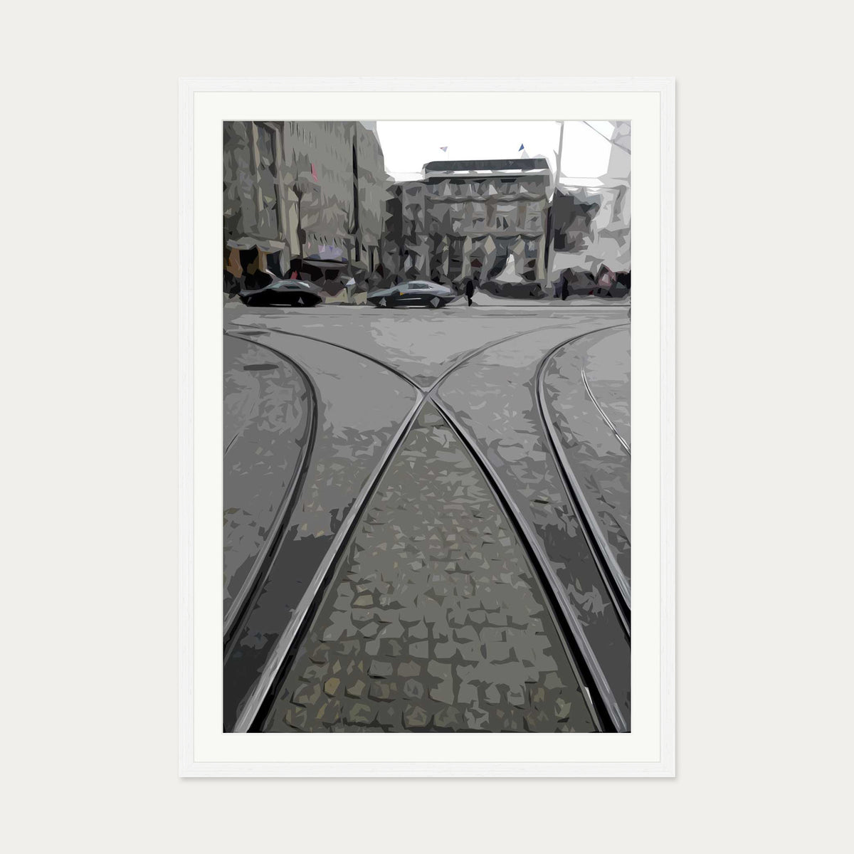 Amsterdam Tram Art Print — 70 x 100 cm — White Frame