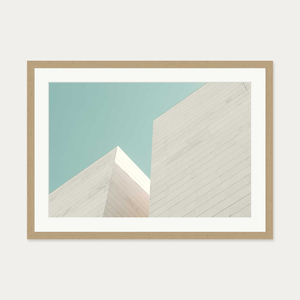 Architectural Geometry Wall Art Print — 50 x 70 cm — Oak Frame