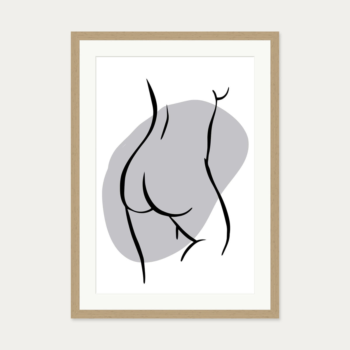 Back Figure Art Print — 50 x 70 cm — Oak Frame