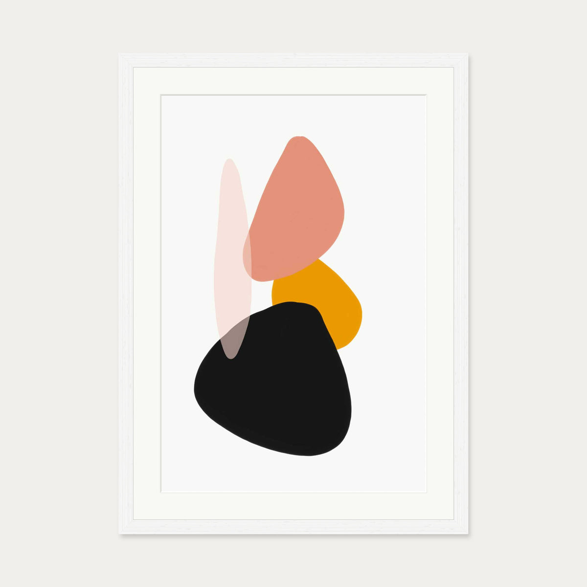 Balancing Shapes Art Print — 50 x 70 cm — White Frame