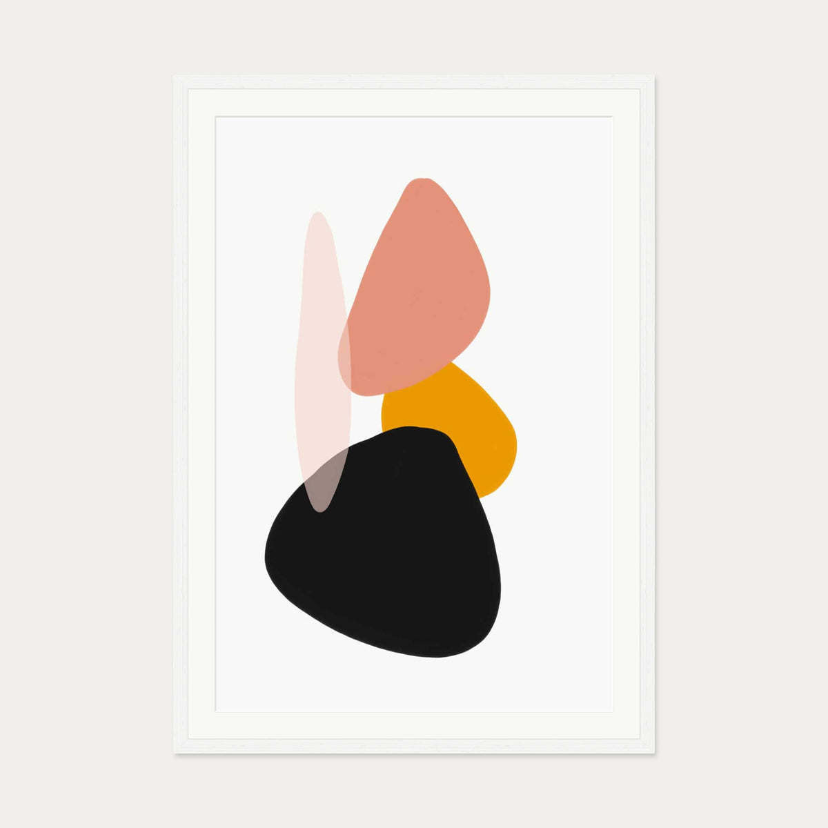 Balancing Shapes Art Print — 70 x 100 cm — White Frame