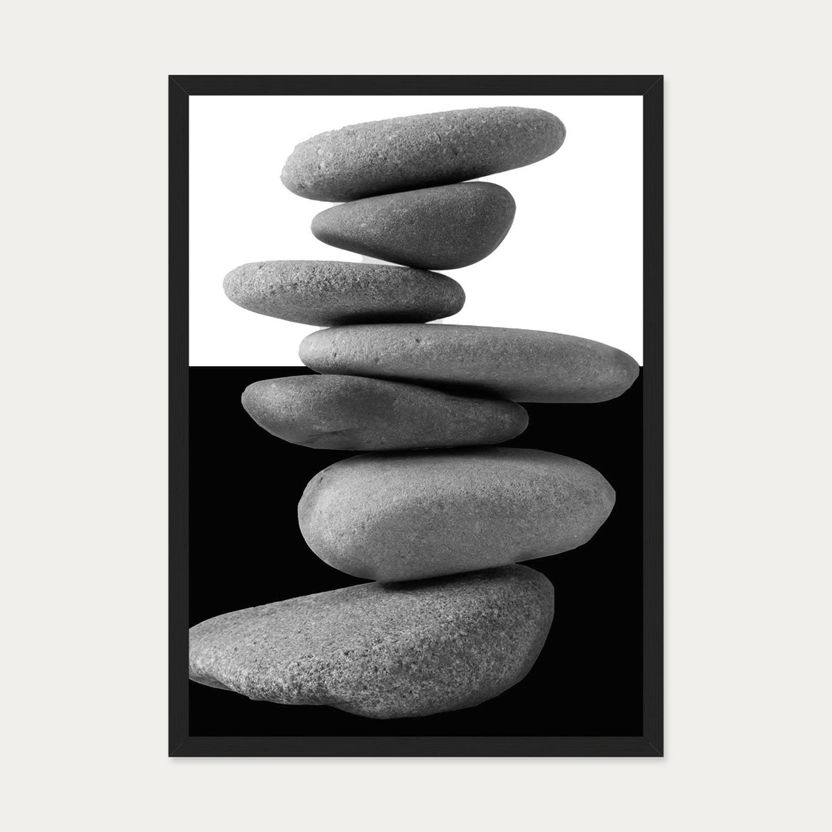 Balancing Stones Art Print — 50 x 70 cm — Black Frame
