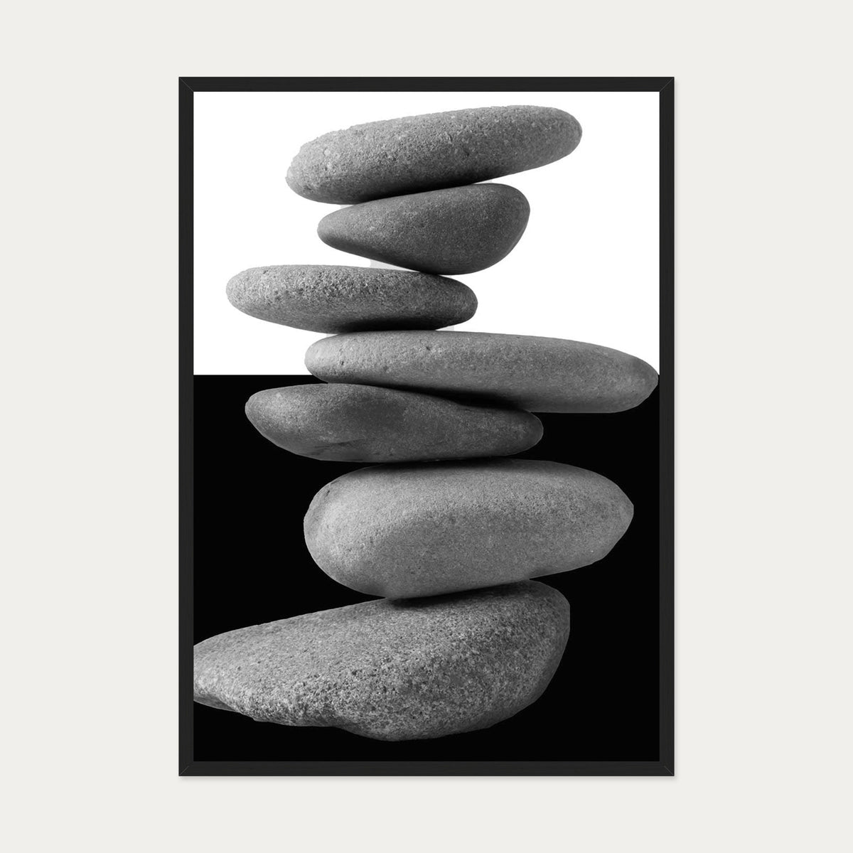 Balancing Stones Art Print — 70 x 100 cm — Black Frame