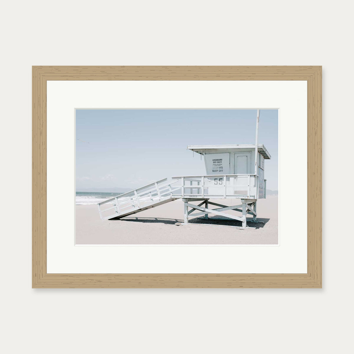 Beach House Wall Art Print — 30 x 40 cm — Oak Frame