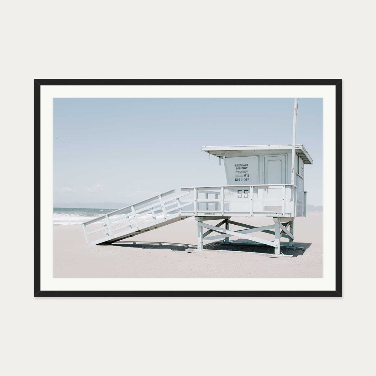 Beach House Wall Art Print — 70 x 100 cm — Black Frame