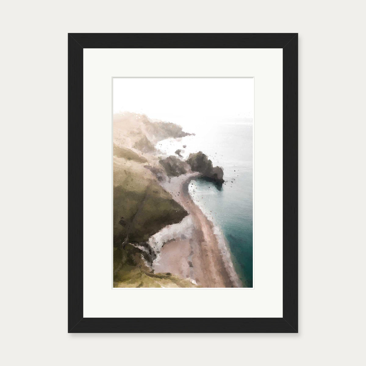 The Beach Art Print — 30 x 40 cm — Black Frame