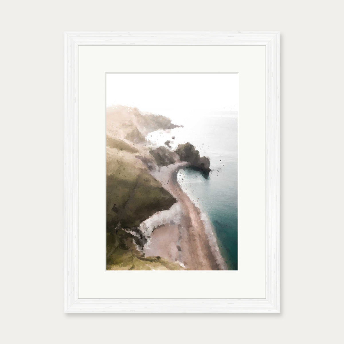 The Beach Art Print — 30 x 40 cm — White Frame
