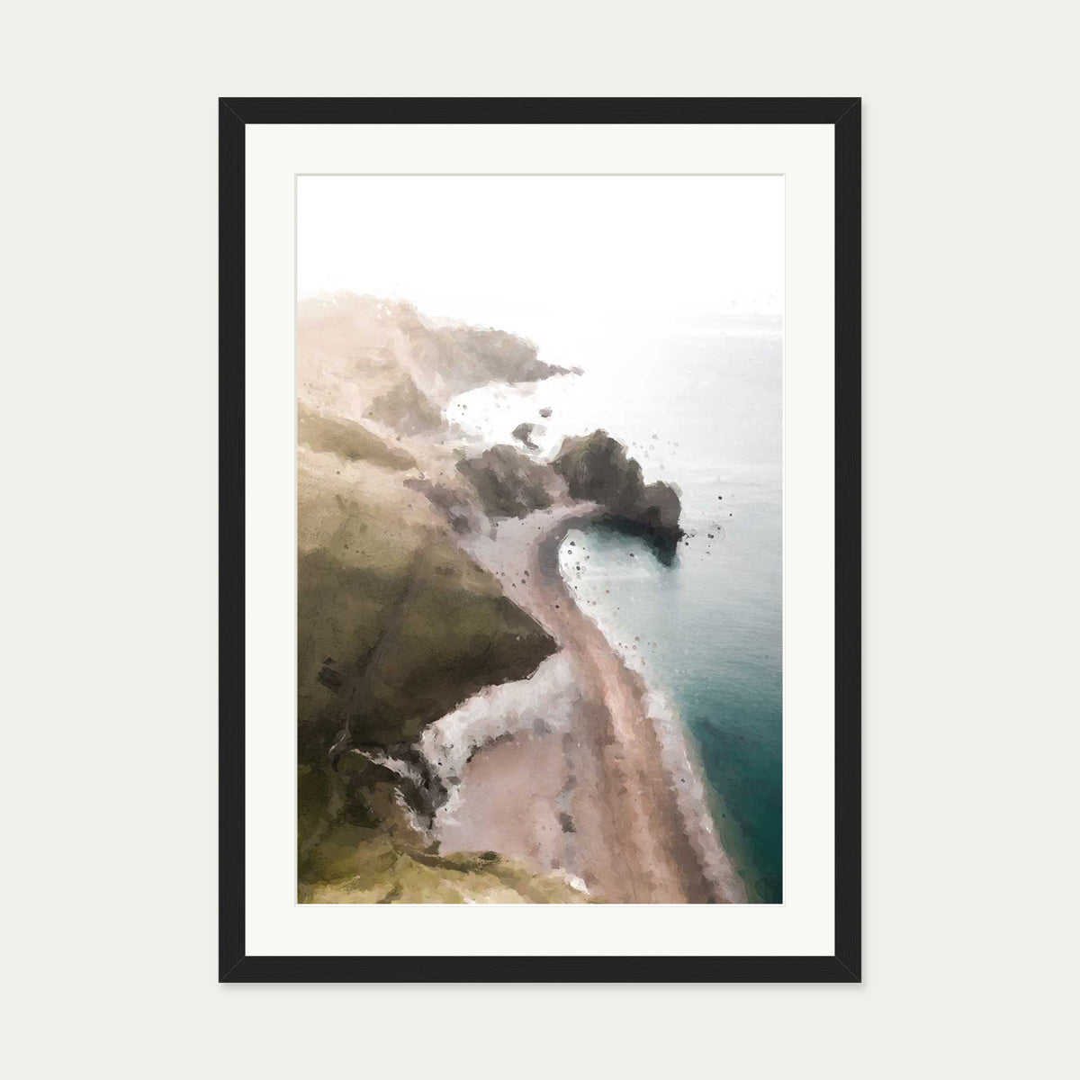 The Beach Art Print — 50 x 70 cm — Black Frame