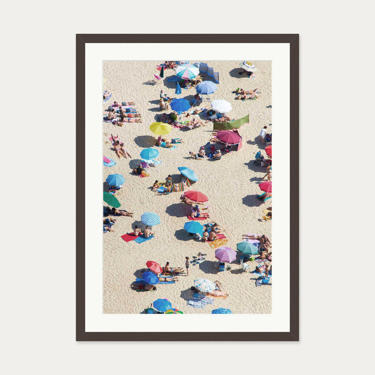 Beach Umbrella Wall Art Print — 50 x 70 cm — Brown Frame