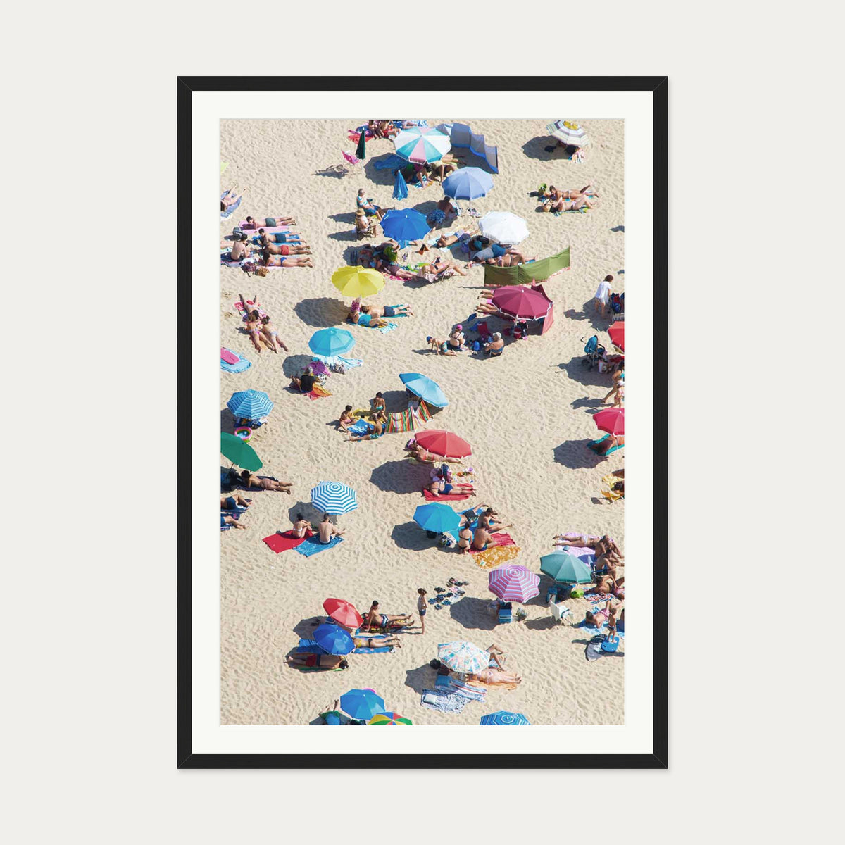 Beach Umbrella Wall Art Print — 70 x 100 cm — Black Frame