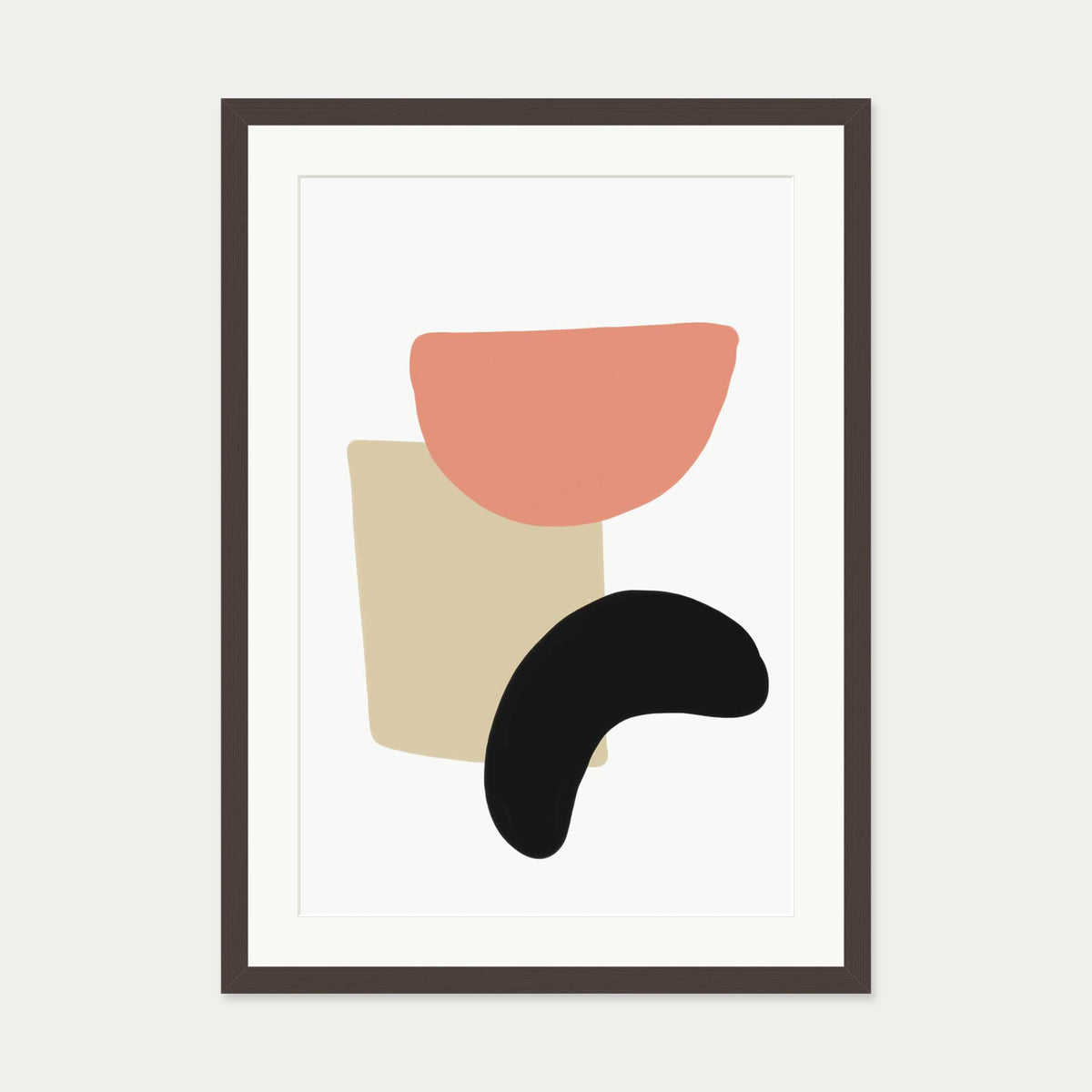 Bean And Shapes Art Print — 50 x 70 cm — Brown Frame