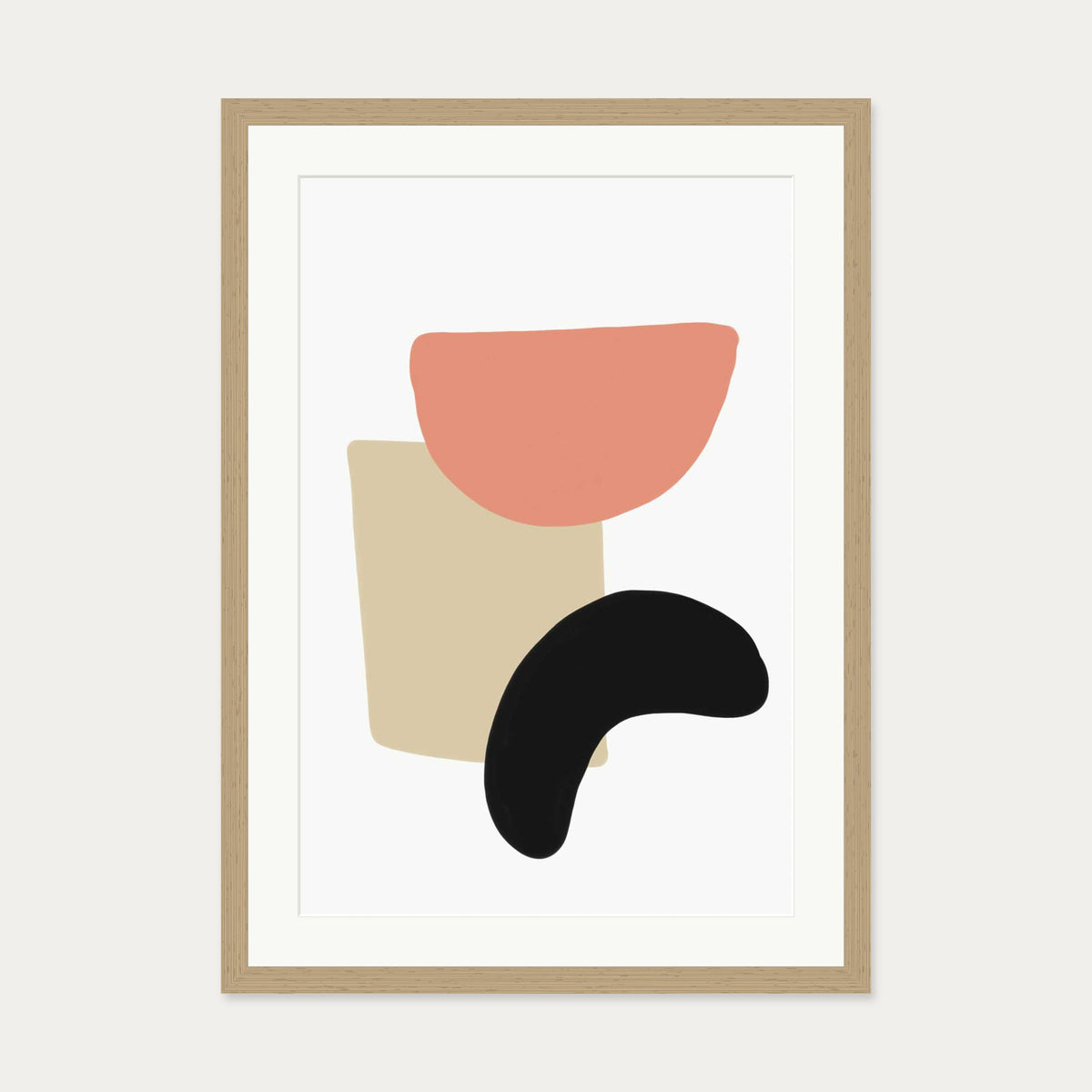 Bean And Shapes Art Print — 50 x 70 cm — Oak Frame