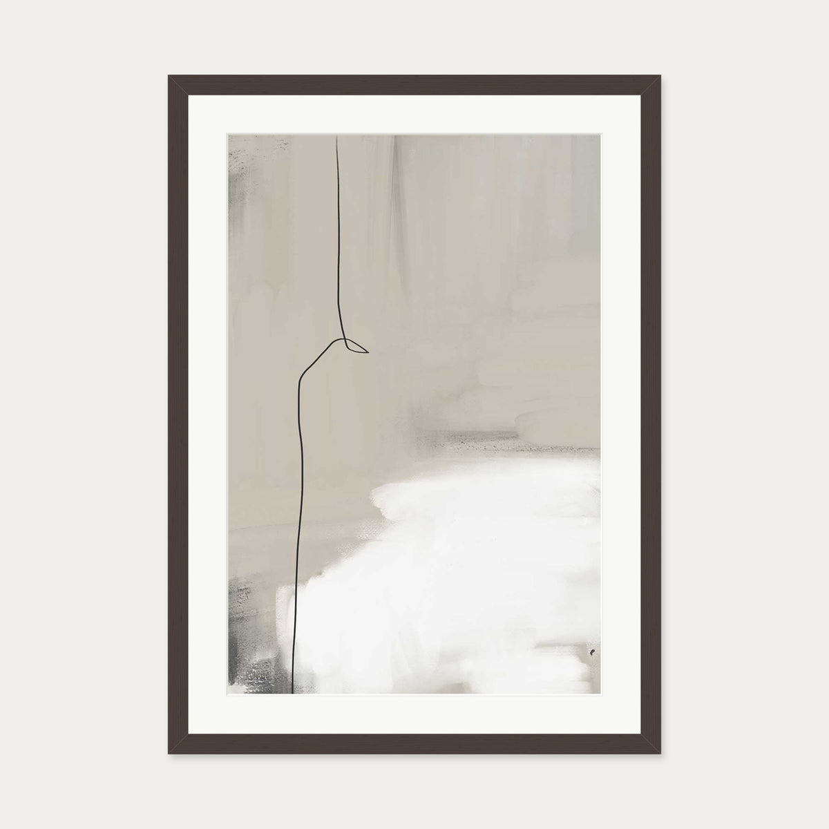 Beige Abstract Art Print — 50 x 70 cm — Brown Frame