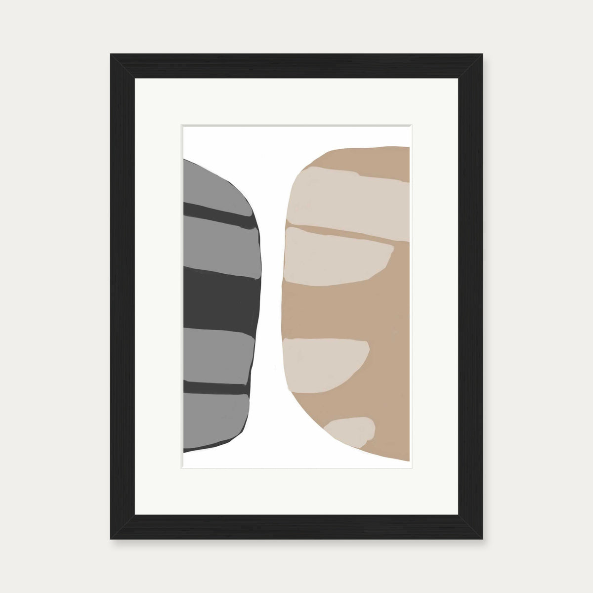 Beige Abstract Shapes 2 Art Print — 30 x 40 cm — Black Frame