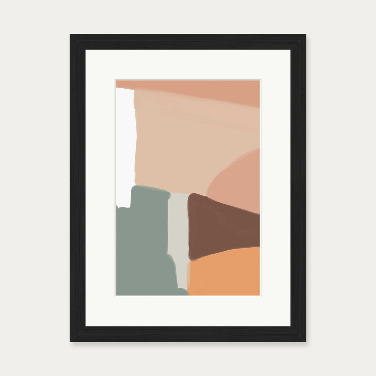 Beige Abstract Shapes Art Print — 30 x 40 cm — Black Frame