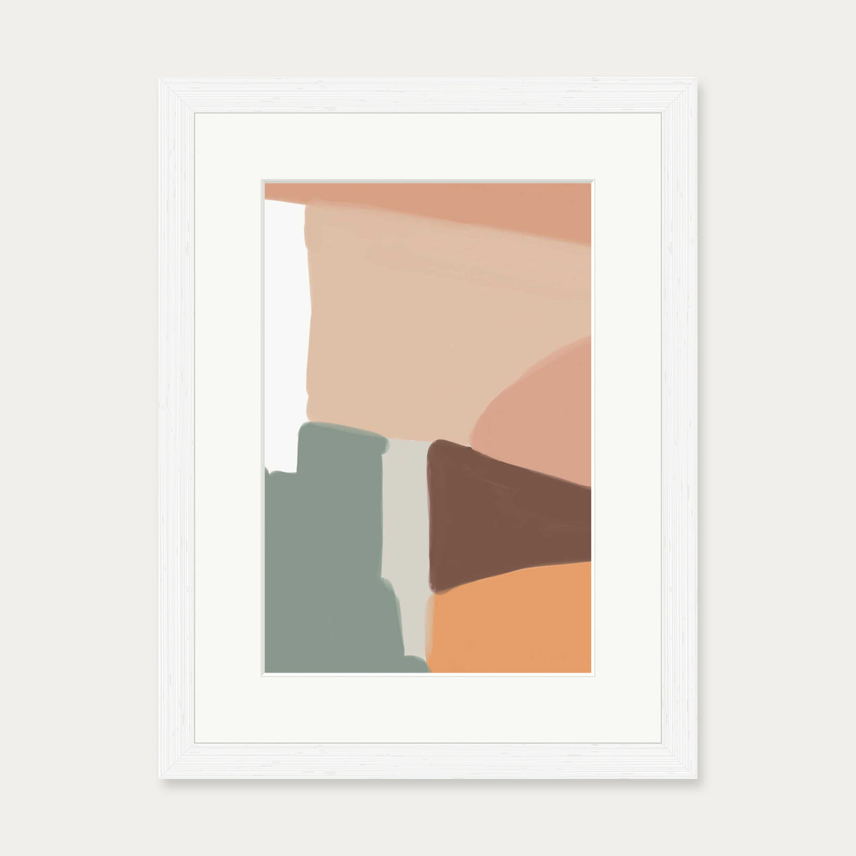 Beige Abstract Shapes Art Print — 30 x 40 cm — White Frame