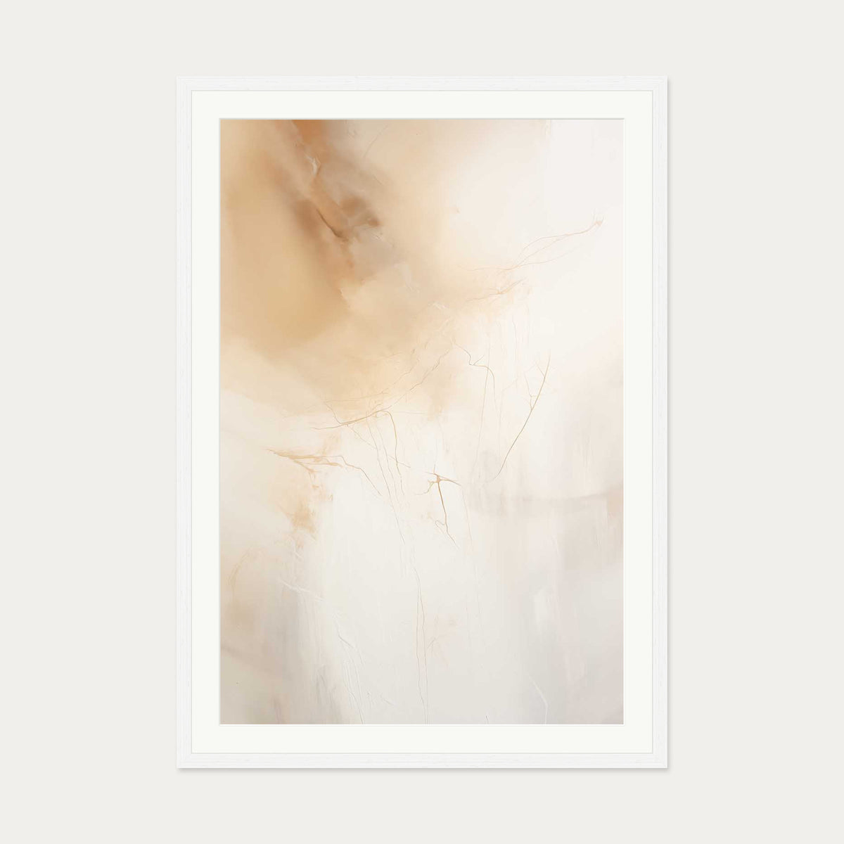 Beige Haze Art Print — 70 x 100 cm — White Frame