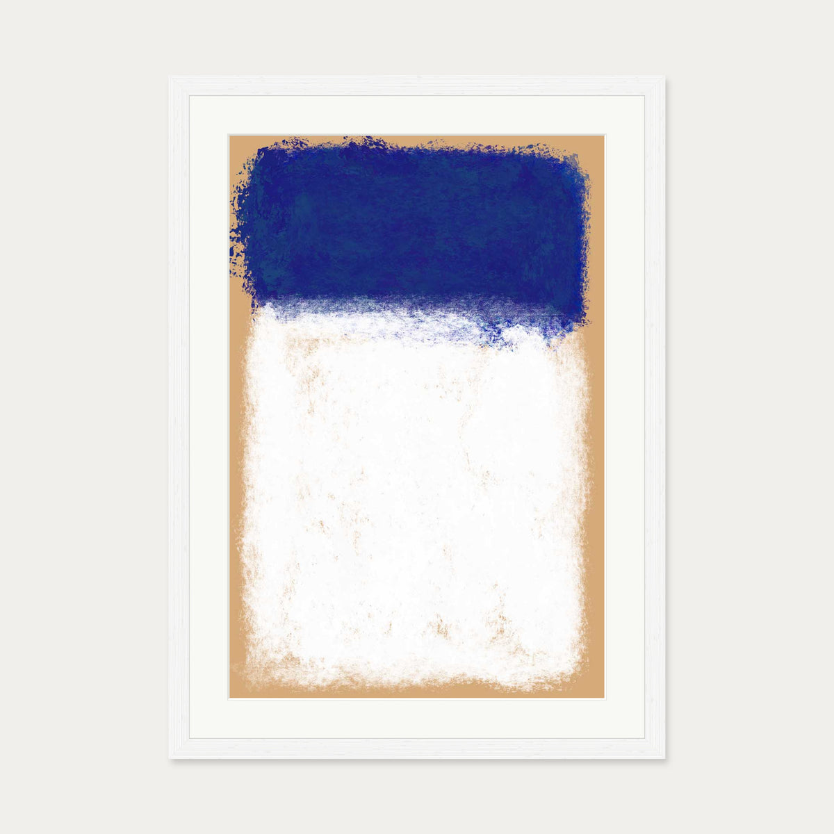 Beige On Blue Rothko Art Print — 50 x 70 cm — White Frame