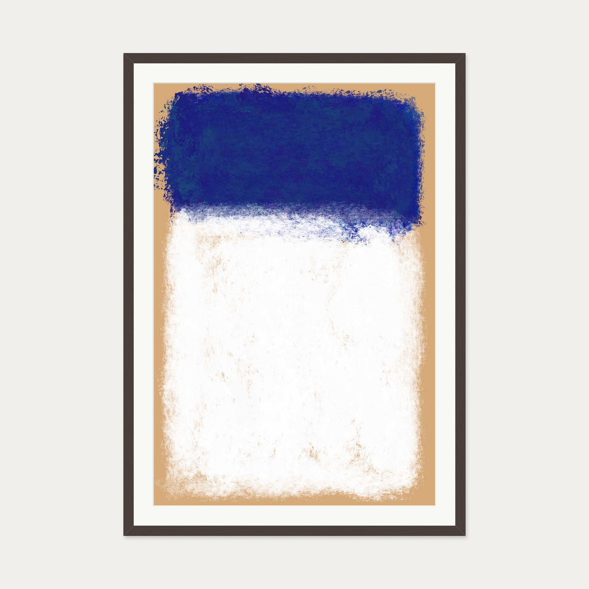 Beige On Blue Rothko Art Print — 70 x 100 cm — Brown Frame