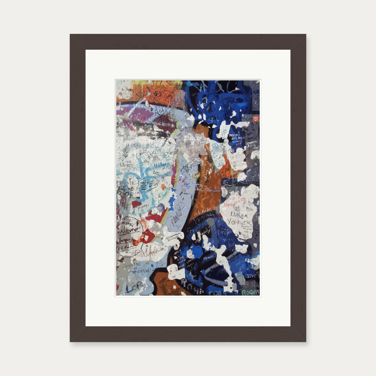 Berlin Wall 2 Art Print — 30 x 40 cm — Brown Frame