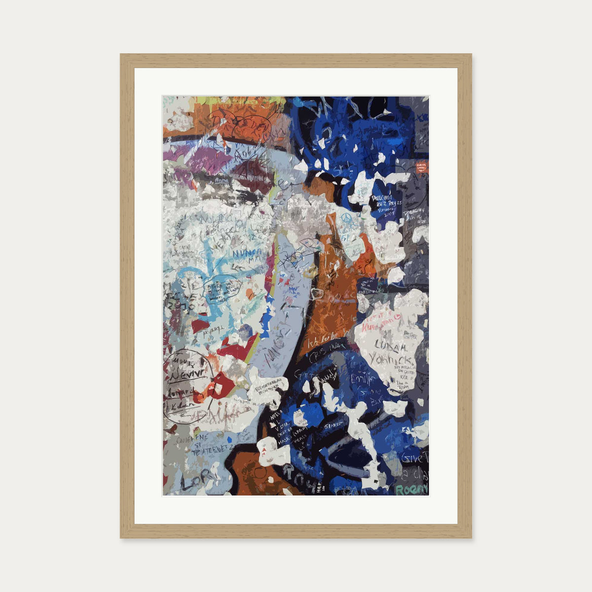 Berlin Wall 2 Art Print — 50 x 70 cm — Oak Frame